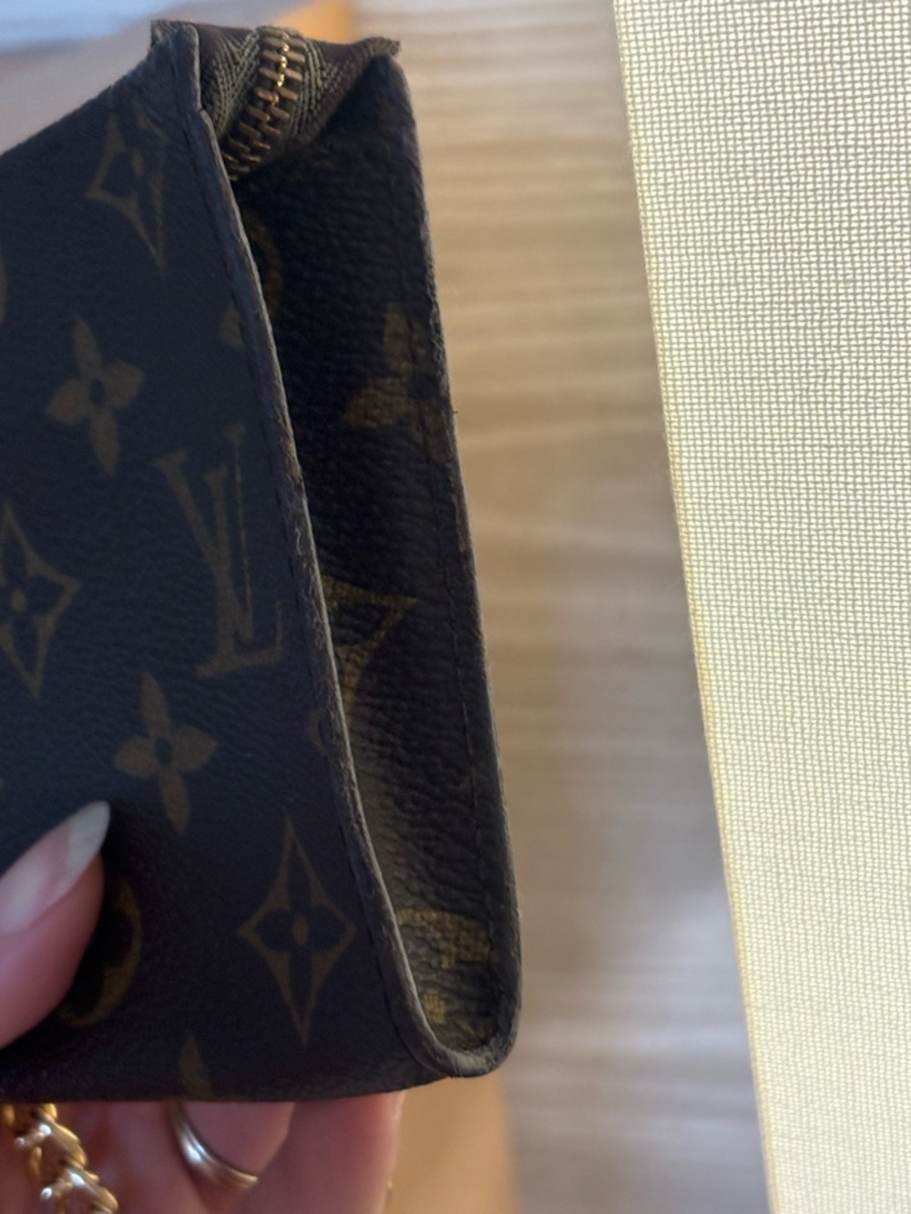 Auth Louis Vuitton Pochette Accessory Pouch GM Monogram Brown Leather - Picture 4 of 13